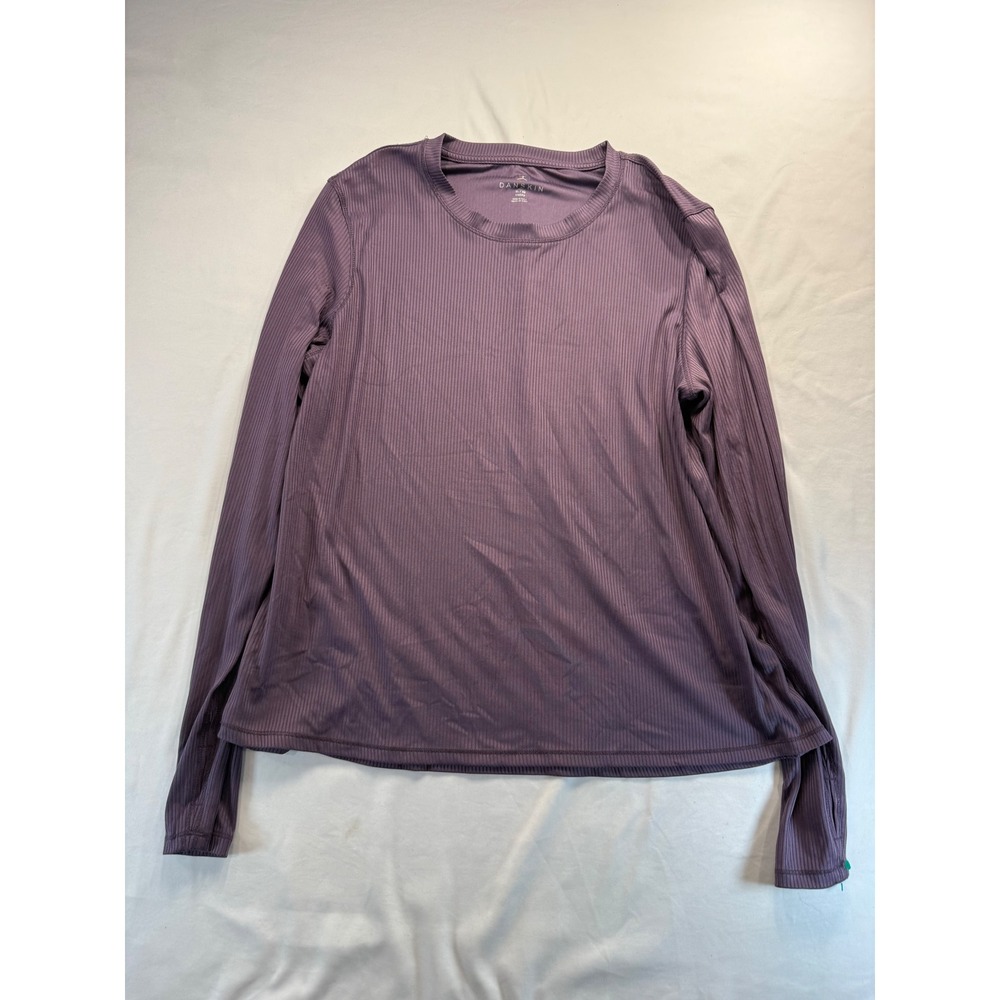 Danskin Womens XL Purple Ribbed Long Sleeve Activewear Crew Neck Top 1722717